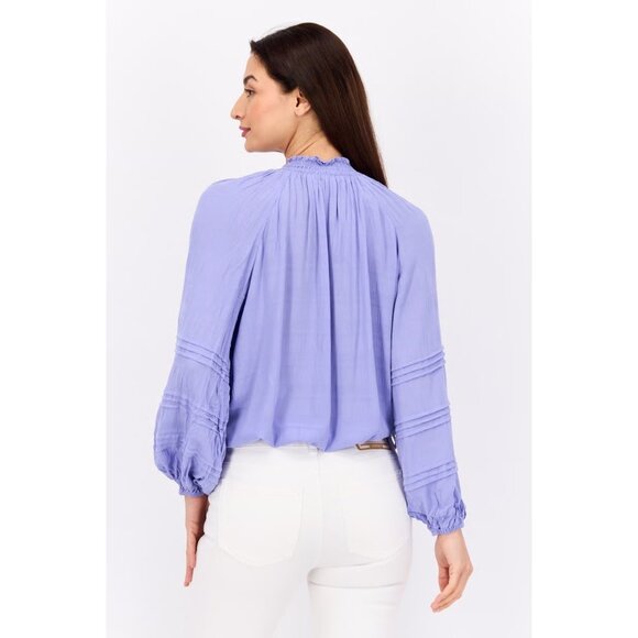 Sanctuary Women's Blouse Cooler Nights Peasant Tie Neck Lavender Size XXL NEW - Picture 2 of 12